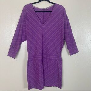 Athleta dolman sleeve Purple chevron print V-Neck drop waist Dress